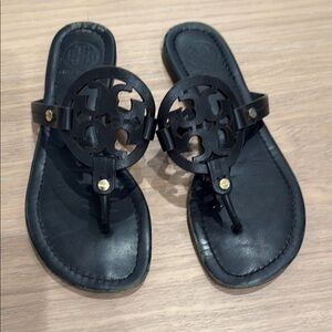 Black Leather Miller Sandals